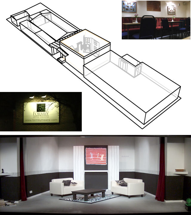 CAD model and photographs of Formby Little Theatre