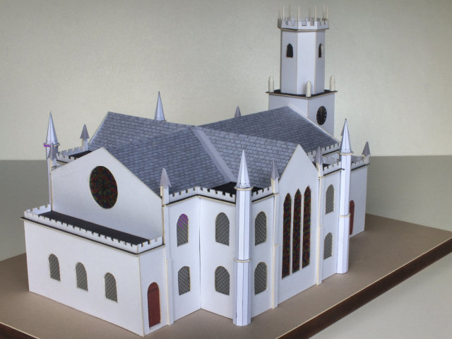 Completed model of St Thomas' church, viewed from the North East