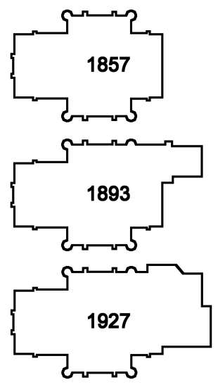 How the 'footprint' of the building changed over the years